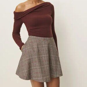 Reformation Hanna Plaid Skirt